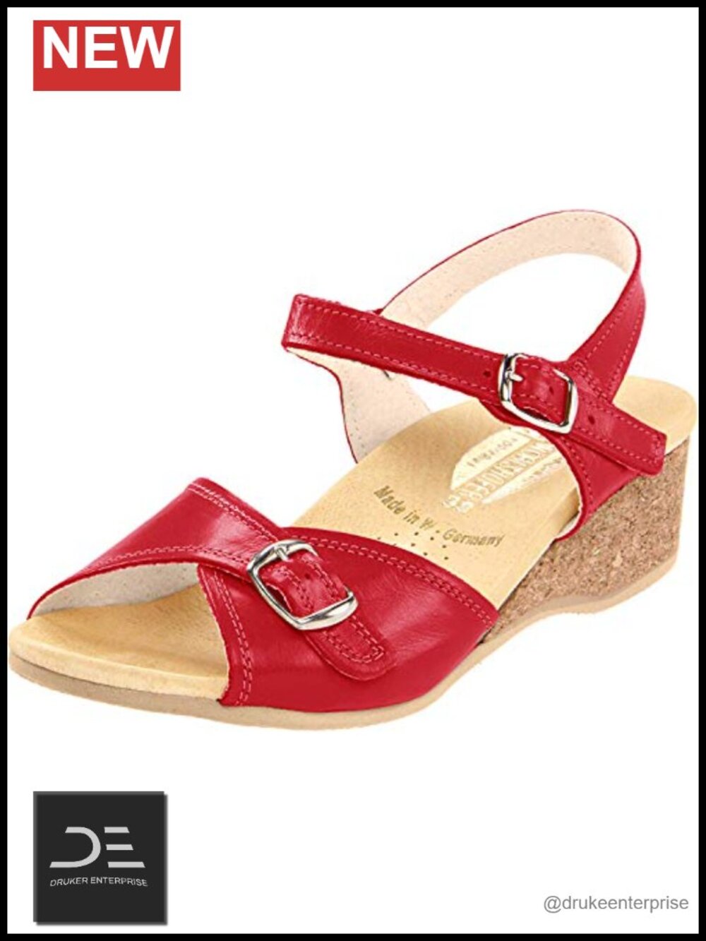 Worishofer Women's 711 Sandal Leather Open Toe Ankle Strap Wedge